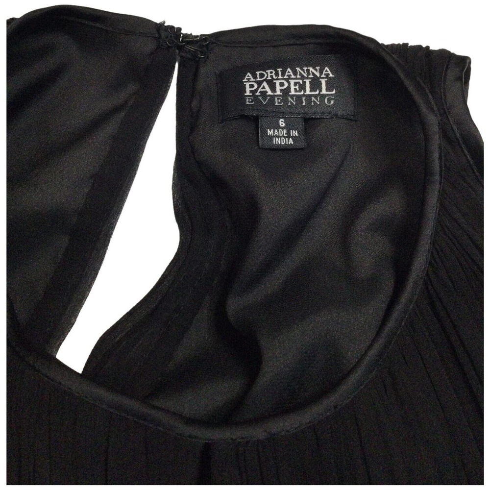 Adrianna Papell Evening Silk Beaded Sequined Sleeveless Cocktail Dress Black 6 - Picture 9 of 13